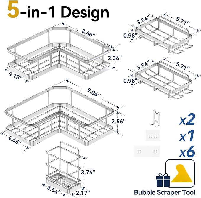YASONIC Corner Shower Caddy Organizer, Large Capacity Shower Storage Rack - Image 7