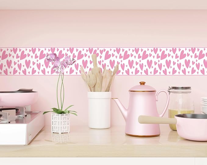 FLFK Pink Heart Wallpaper Border - Image 3