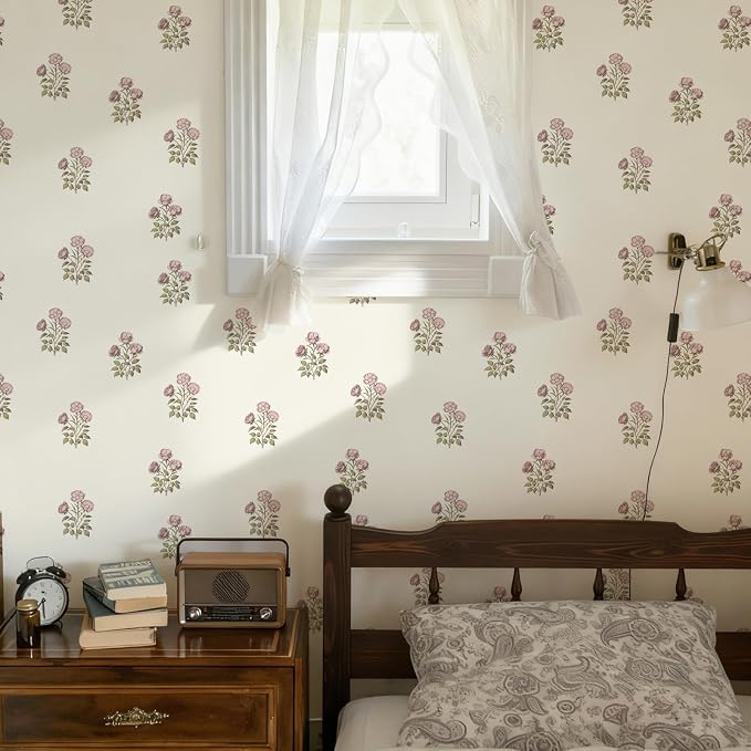 17.3"× 590.5" Vintage Floral Wallpaper Peel and Stick Boho Wallpaper Removable - Image 4