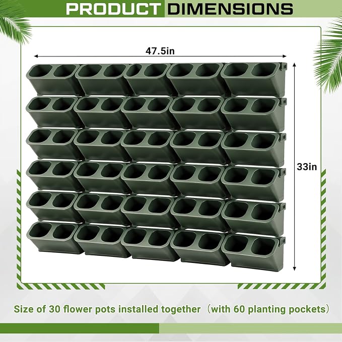 Briwooody 1 Set 2 Pocket Vertical Stackable Wall Planters Kit Outdoor Self - Image 5