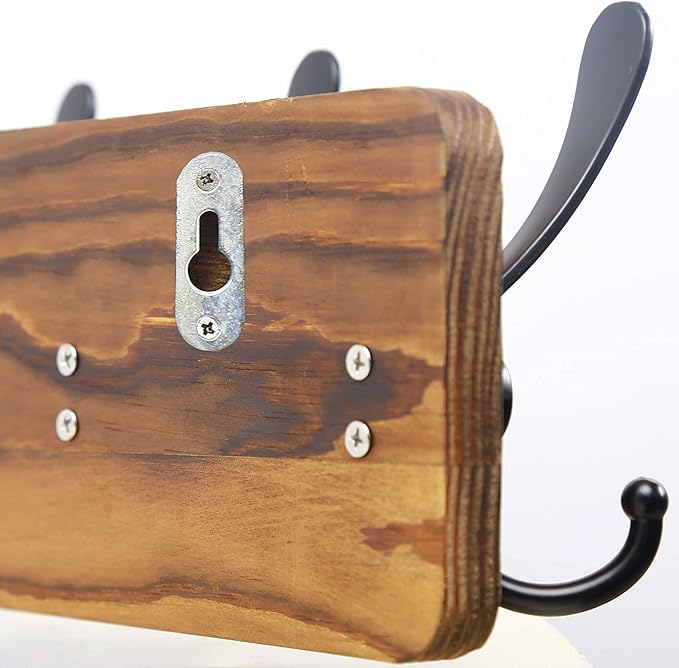 SKOLOO Rustic Wall Mounted Coat Rack: 16" Stud Spacing, Pine Real Wood Plank - Image 6