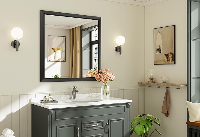 Briivue 36x36 Inch Black Bathroom Mirror - Image 8