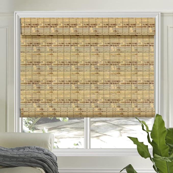 Letau No Drill No Tools Cordless Wood Window Shades Blinds, Bamboo Light by LETAU