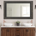 YOSHOOT Rustic Wooden Framed Wall Mirror, Natural Wood and Iron Bathroom Vanity by YOSHOOT