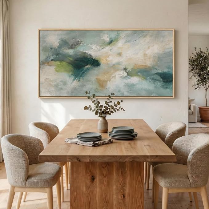 Extra Large Framed Sage Green Abstract Wall Art - Image 4