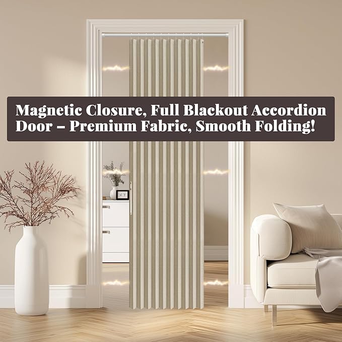 AJAZZ 100% Blackout Magnetic Door Curtain Accordion Doors Interior Folding - Image 7