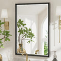 Black Framed Mirror for Bathroom, 22x30 Inch Black Rectangle Beveled Bathroom by QUEENFUN