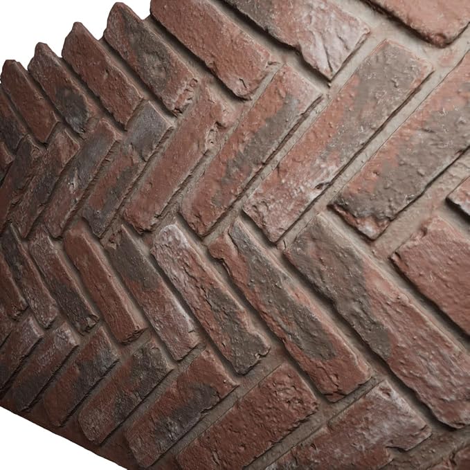 EverStone Herringbone Faux Brick Panel, 46 1/2"W x 25 1/4"H x 1"D, Burnished - Image 7