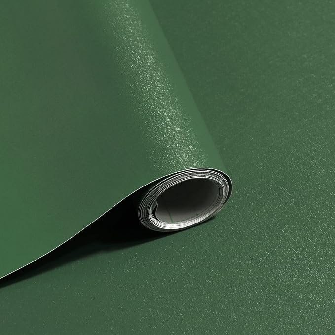 Safiyya 118"x17.7" Olive Green Peel and Stick Wallpaper Solid Color Dark Green by SAFIYYA