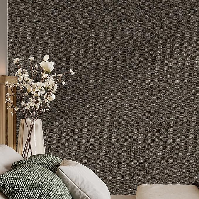 SHUFA Brown Cotton-Like Textured Grasscloth Wallpaper Matte Thick Real Woven - Image 6