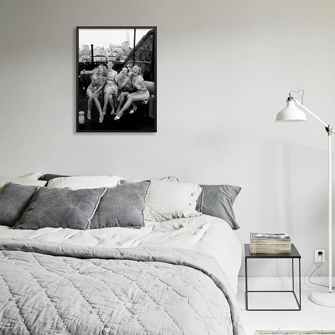 Retro Black And White Woman Black Framed Wall Art Fashion Rooftop Party Posters - Image 5