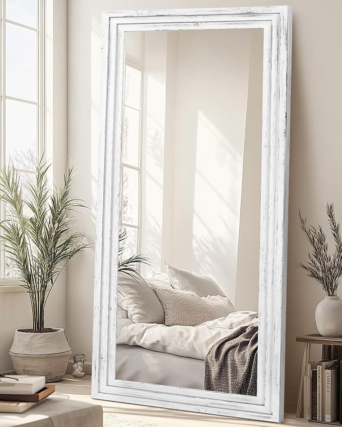 Full Length Mirror 76"x34" Solid Wood Frame Floor Large Mirror by ABSWHLM