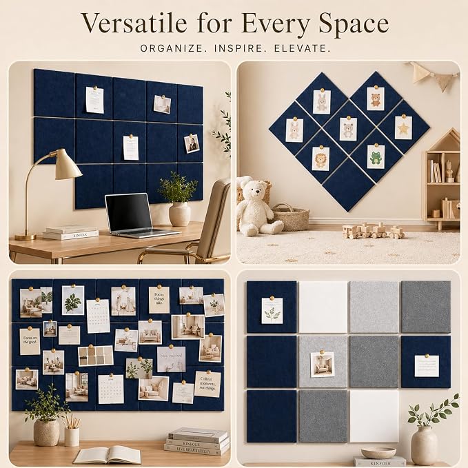 Large Cork Boards for Walls – 48" x 36" Self Adhesive Felt Wall Tiles - Image 6