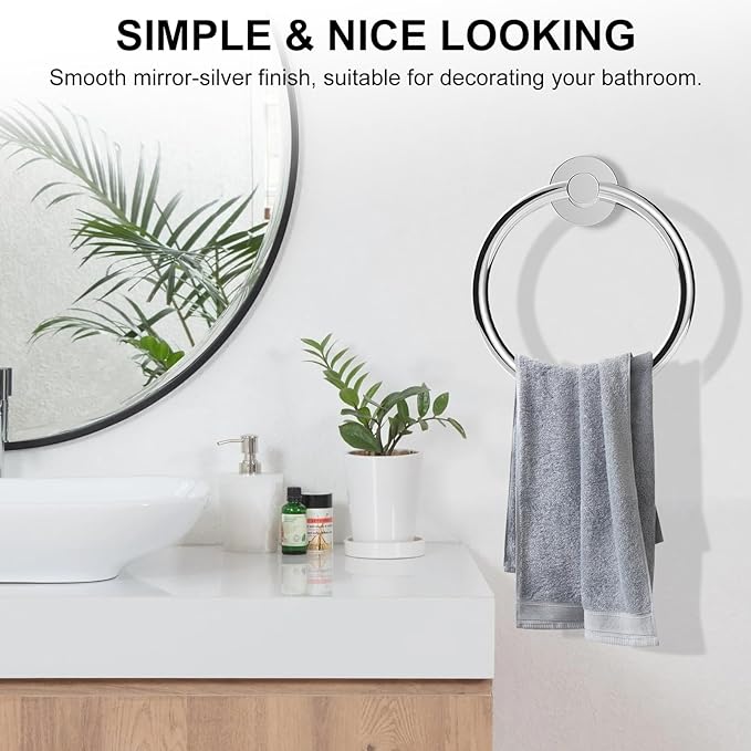 SetSail Towel Holder for Bathroom Wall Stainless Steel Hand Towel Ring Heavy - Image 6