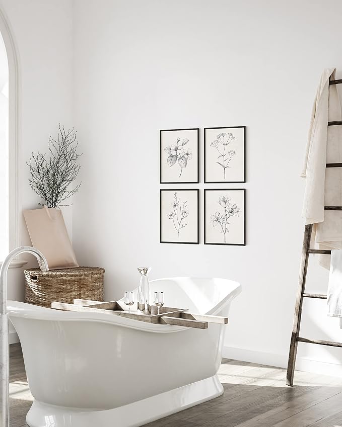 HAUS AND HUES Grey Floral Wall Art - Image 4