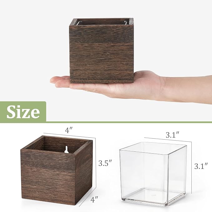 Dahey Small 4 Inch Wood Wall Hanging Planter Boxes - Image 3