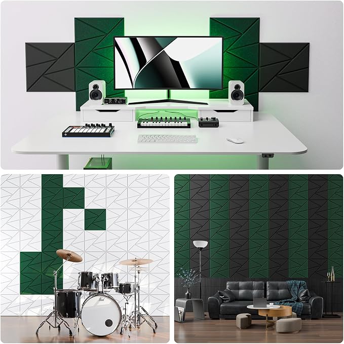 12 Pack Acoustic Panels with Self-Adhesive, Sound Panels High Density, - Image 4