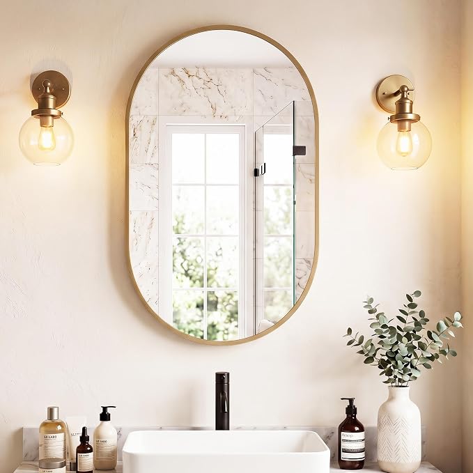 DUMOS 24" x 36" Oval Bathroom Mirror, Tempered Glass, Morden Vanity Mirror - Image 7