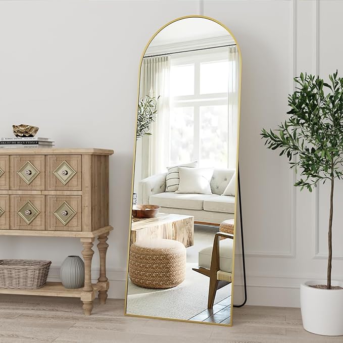 Dewfig Arched Gold Full Length Mirror, Full Body Mirror - Image 2