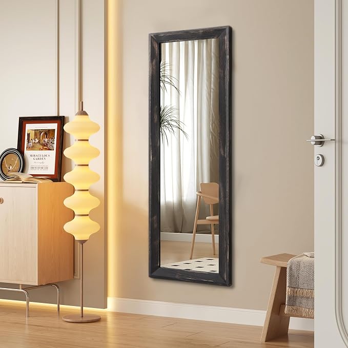 AAZZKANG Rectangular Mirror Full Length Wooden Frame Retro Large Wall Hanging - Image 4