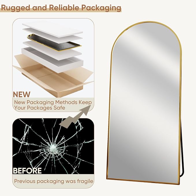 69"x28" Full Length Mirror, Arched Full Body Mirror, Standing Hanging or - Image 8