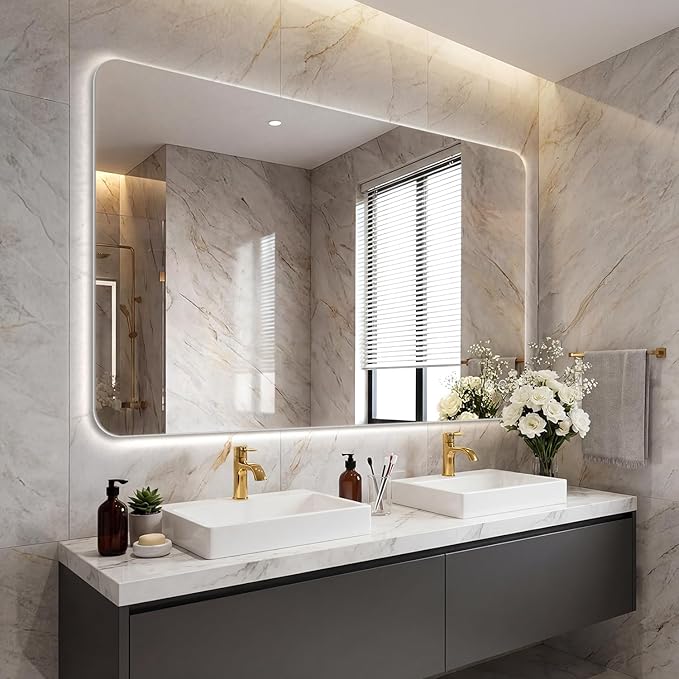 EOGOW LED Bathroom Mirror with Lights, 3 Colors Bathroom Mirror, Wall Mounted by EOGOW