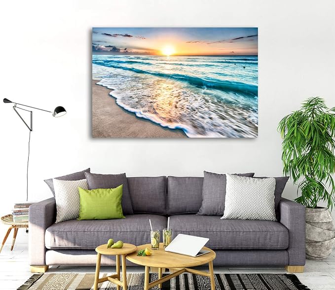Baisuart S02269 Canvas Prints Wall Art Beach Sunset Paintings Ocean Waves - Image 5