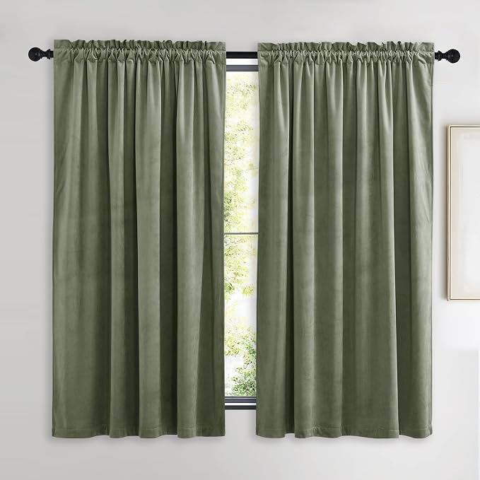 NICETOWN Super Soft Velvet Curtains 63 inches, Sound Reducing Cold Heat by NICETOWN
