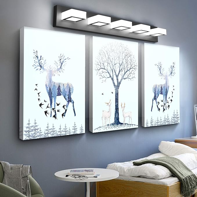 Ralbay LED Modern Black Vanity Lights 5 Lights Acrylic Matte Black Bathroom - Image 7