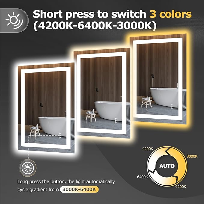 Hivone 24X36 LED Bathroom Mirror - Image 4