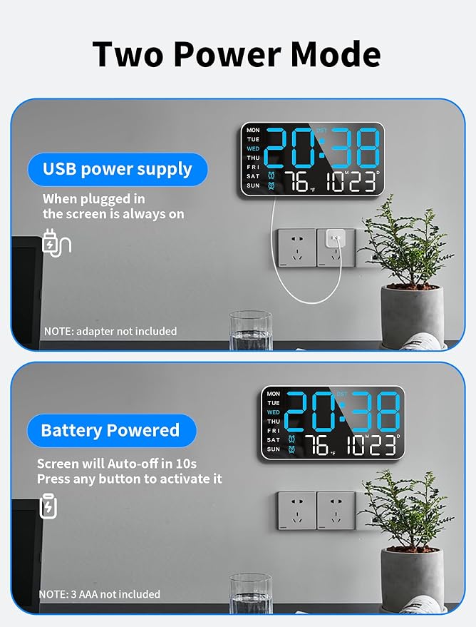 MASHI 8.4''Large Digital Wall Clock, Led Alarm Clock - Image 5