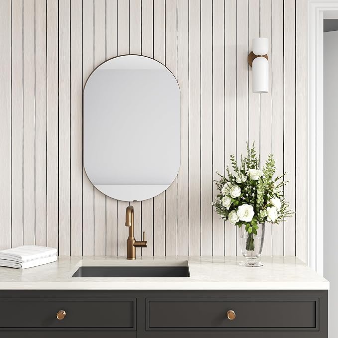 VEELIKE Wide White Oak Wood Slat Wall Panels Peel and Stick 3D Wood Panel - Image 3
