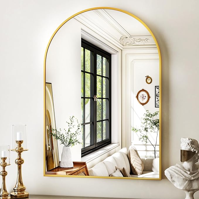 XRAMFY 24"x36" Gold Arched Bathroom Mirror - Image 2