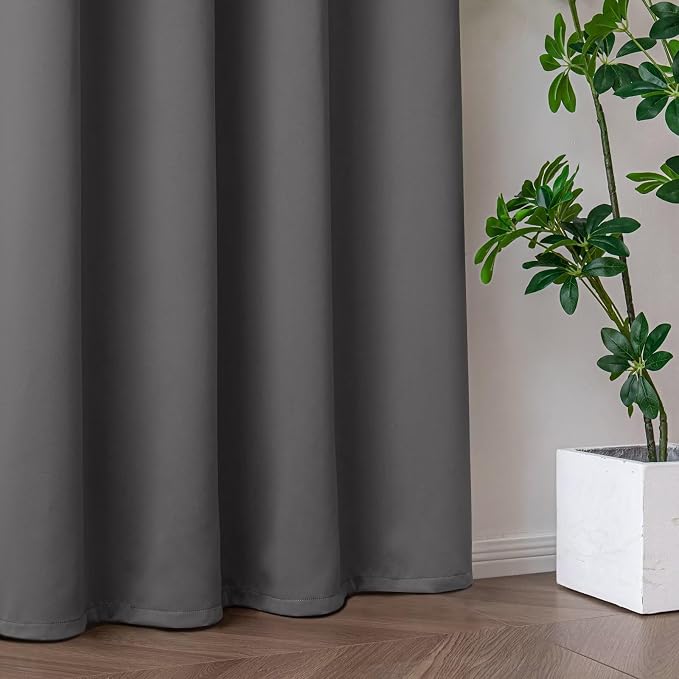 IGEMAEVE Light Grey Blackout Curtains 84 Inch Length 2 Panels Set, Grommet - Image 5