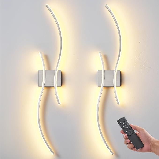 Battery Operated Wall Sconce Set of 2, Dimmable Modern LED Rechargeable Wall by Unknown