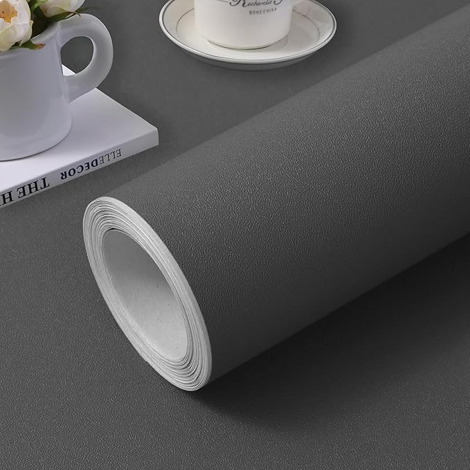 practicalWs 23.6 in x 118 in Dark Grey Wall Paper Peel and Stick Wallpaper by practicalWs