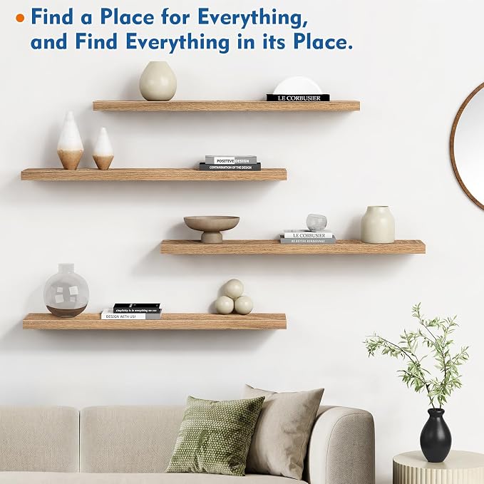 Harwaya Light Wood Floating Shelves - Image 6