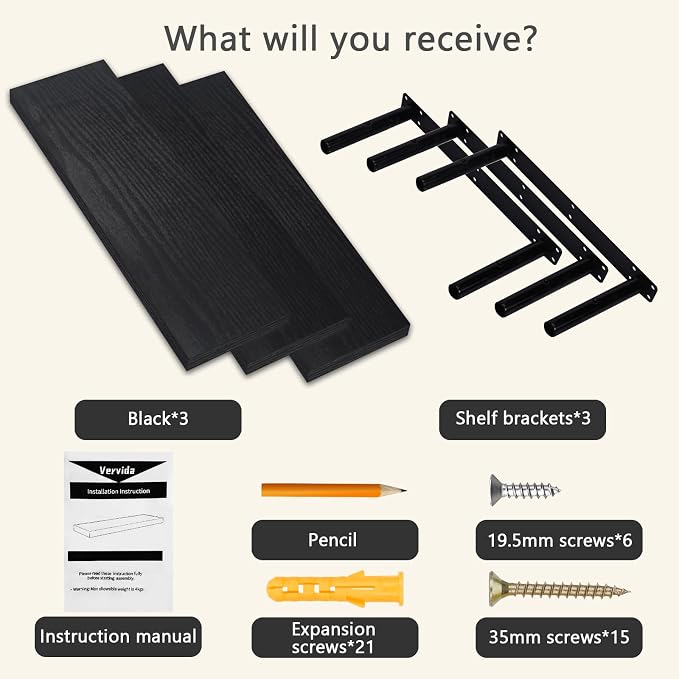 Vervida Black Floating Shelves for Wall, Floating Shelf for Living Room - Image 7
