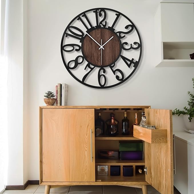 LEIKE Large LED Wall Clocks, Non Ticking, Battery Operated Rustic Round Modern - Image 6