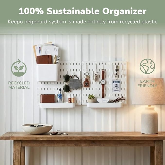 Keepo Peg Board Wall Organizer – Plastic Pegboard Panels, Modular Peg Board - Image 6