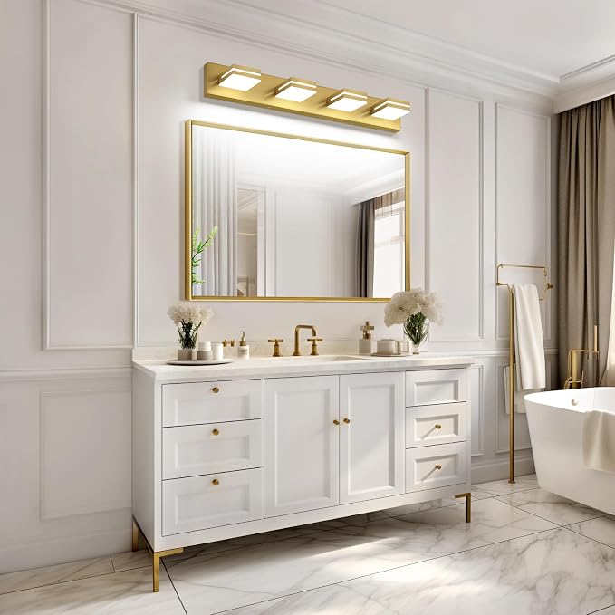 SineRise LED Modern Bathroom Vanity Light Fixtures, Brass Modern Acrylic - Image 7