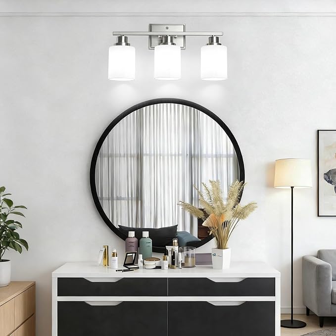 Unicozin 3-Light Bathroom Light Fixtures, Modern Brushed Nickel Vanity Light - Image 8