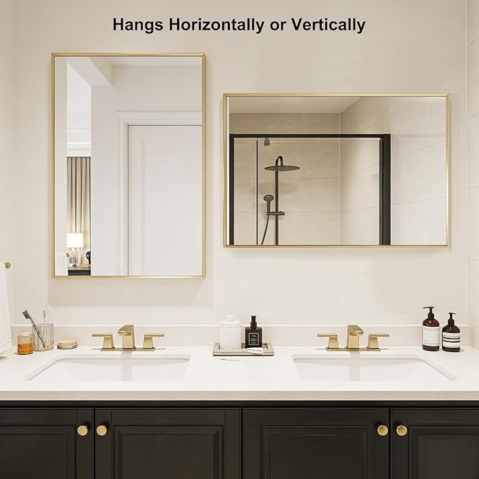 BOMINICA Brushed Gold Bathroom Mirror - Image 7