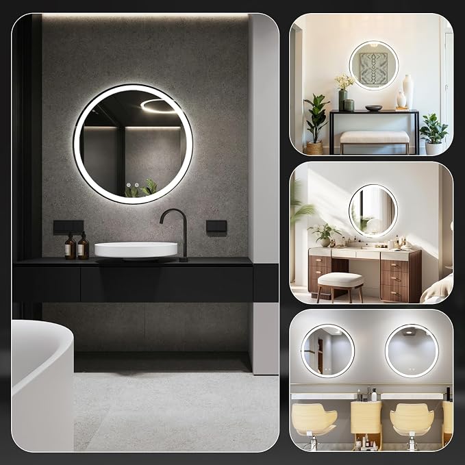 NEWBULIG 30 Inch Round LED Bathroom Wall Mirror - Image 7