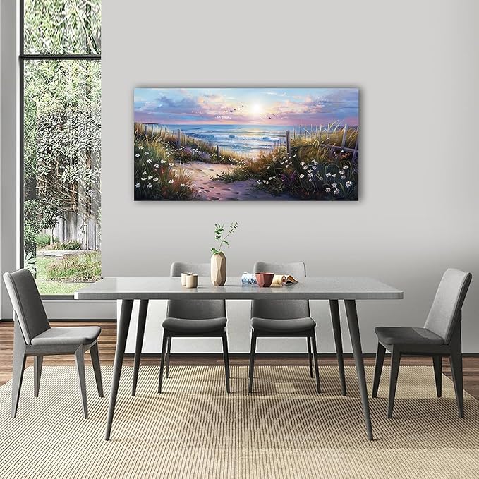 hyidecorart Canvas Wall Art For Living Room Wall DecorFor Bedroom Flower Beach - Image 2
