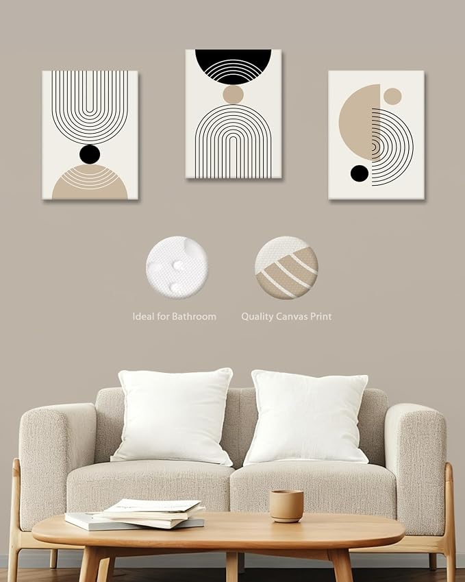 HesenDot Abstract Geometric Wall Art Set of 3, 30x40CM Minimalist Line Framed - Image 7