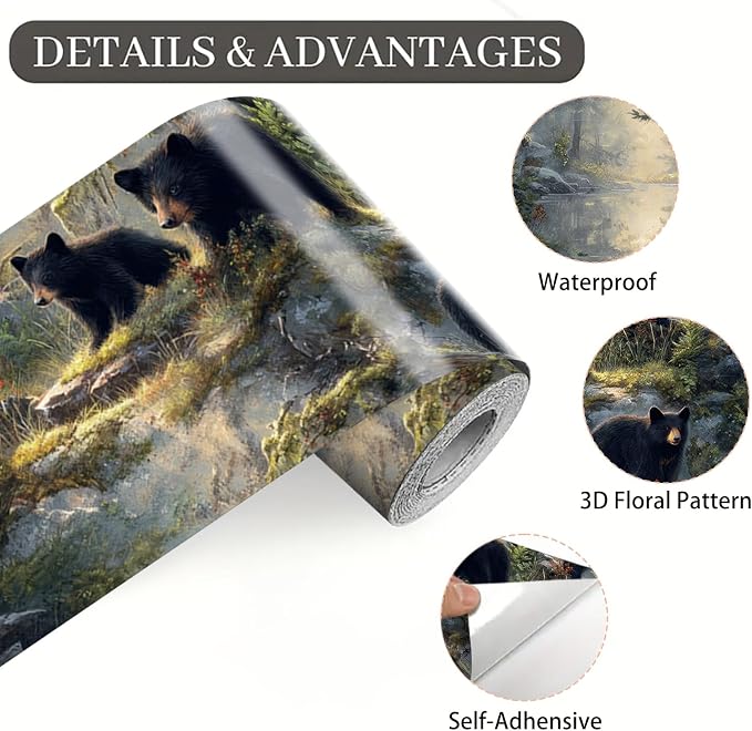 Black Bear Wallpaper Border 196x4 Inch Peel and Stick Wall Border Self Adhesive - Image 9