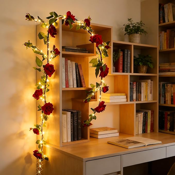 GOESWELL Rose Flowers Vines Garland Lights: 6FT Artificial Flower Vine Lights - Image 6