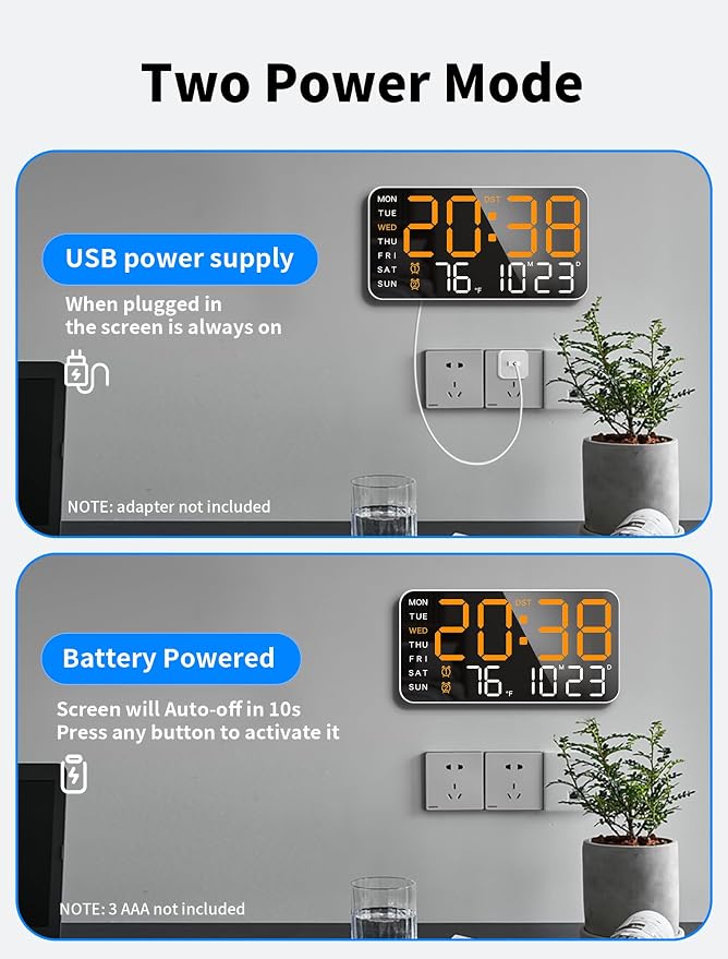 MASHI 8.4''Large Digital Wall Clock, Led Alarm Clock - Image 5