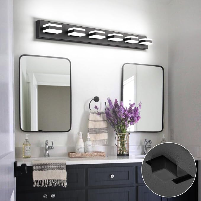 SOLFART 5 Color Temperature Adjustable Modern Vanity Light6 Lights Black - Image 7